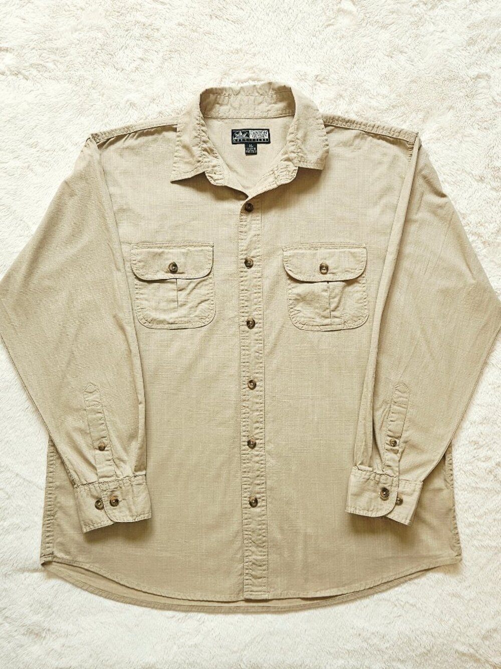 Canyon Guide Outfitter Vintage 90's Men's Shirt Safari Hunting Sand Cotton XL